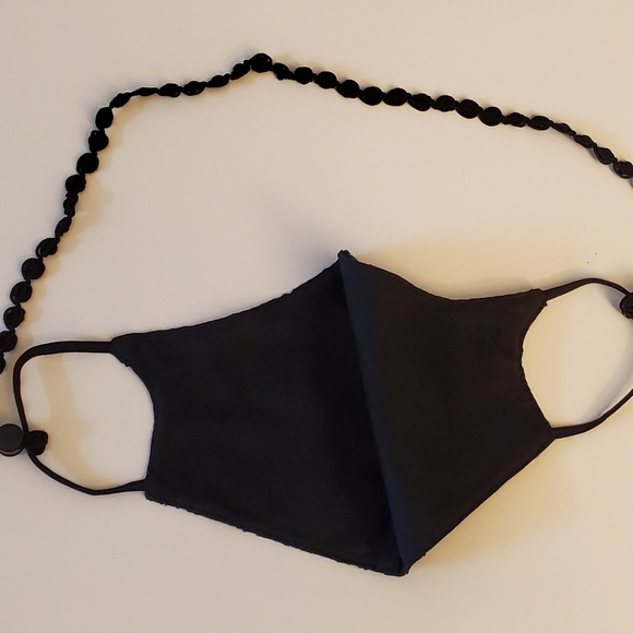 Reusable Eyelet Cotton Face Mask W/Necklace - Picture 3 of 4